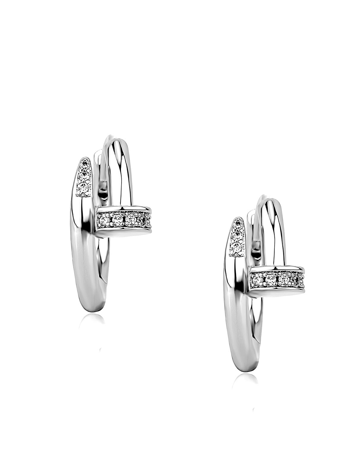 حلق مسار زركون صغير حلق jewel فضي