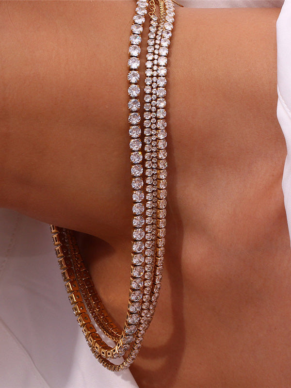 عقد تنس (مقاسات) سلسال Swarovski ذهبي 2