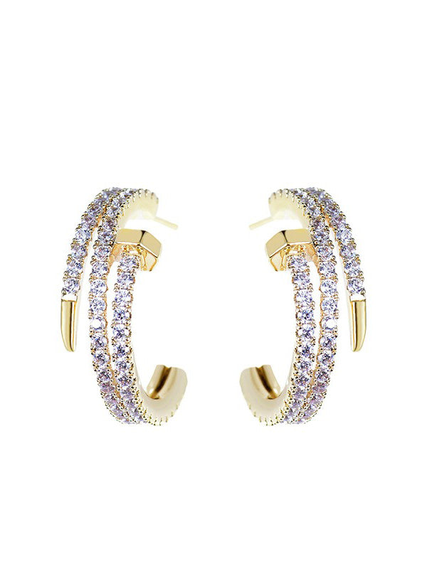 حلق كارتير زركون مسمار حلق CARTIER ذهبي