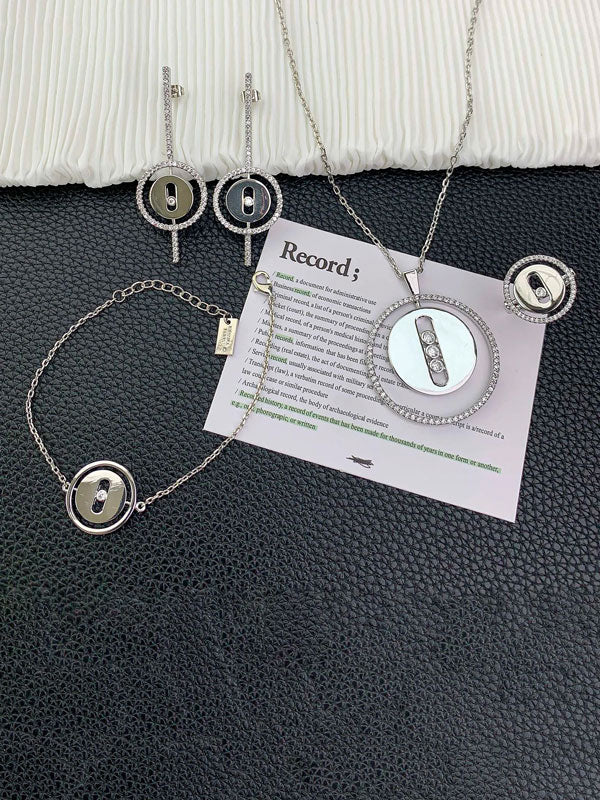 طقم ميسيكا مدور زركون 4 قطع اطقم messika فضي 7