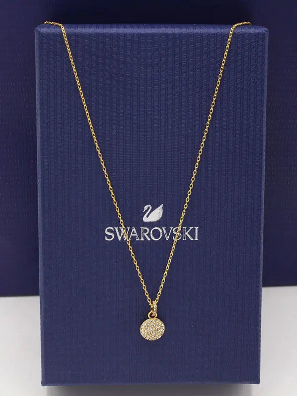 سلسال سواروفسكي سيركل ستون ناعم لوقو سلسال Swarovski ذهبي