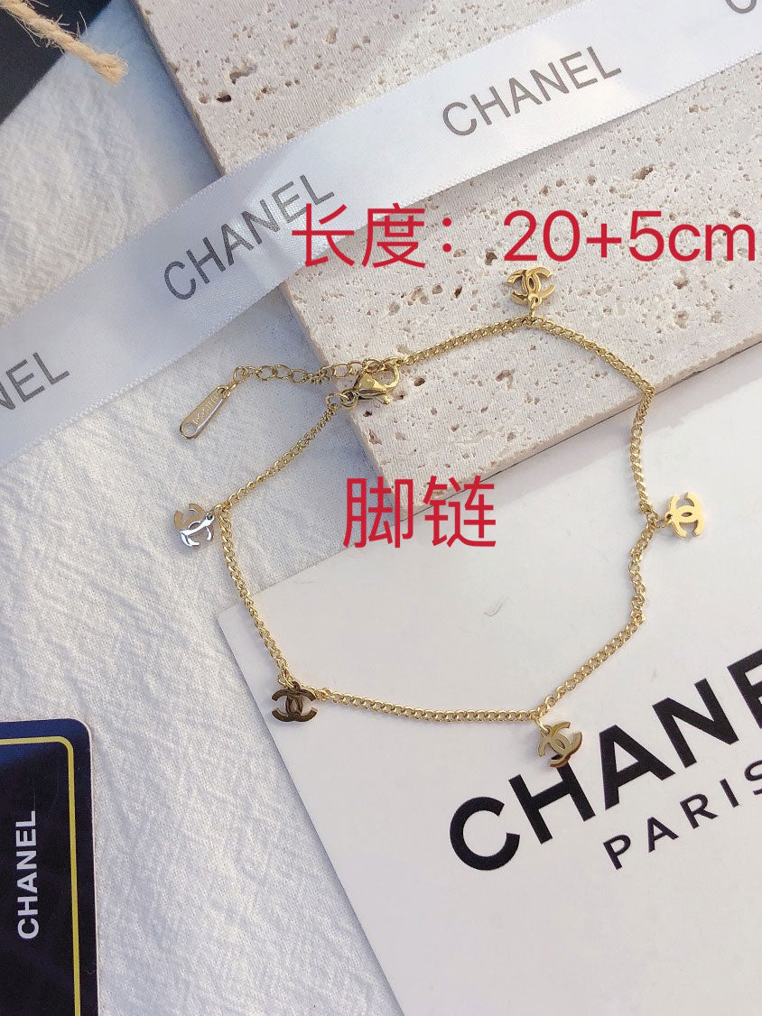 خلخال شانيل ذهبي ناعم خلاخل chanel