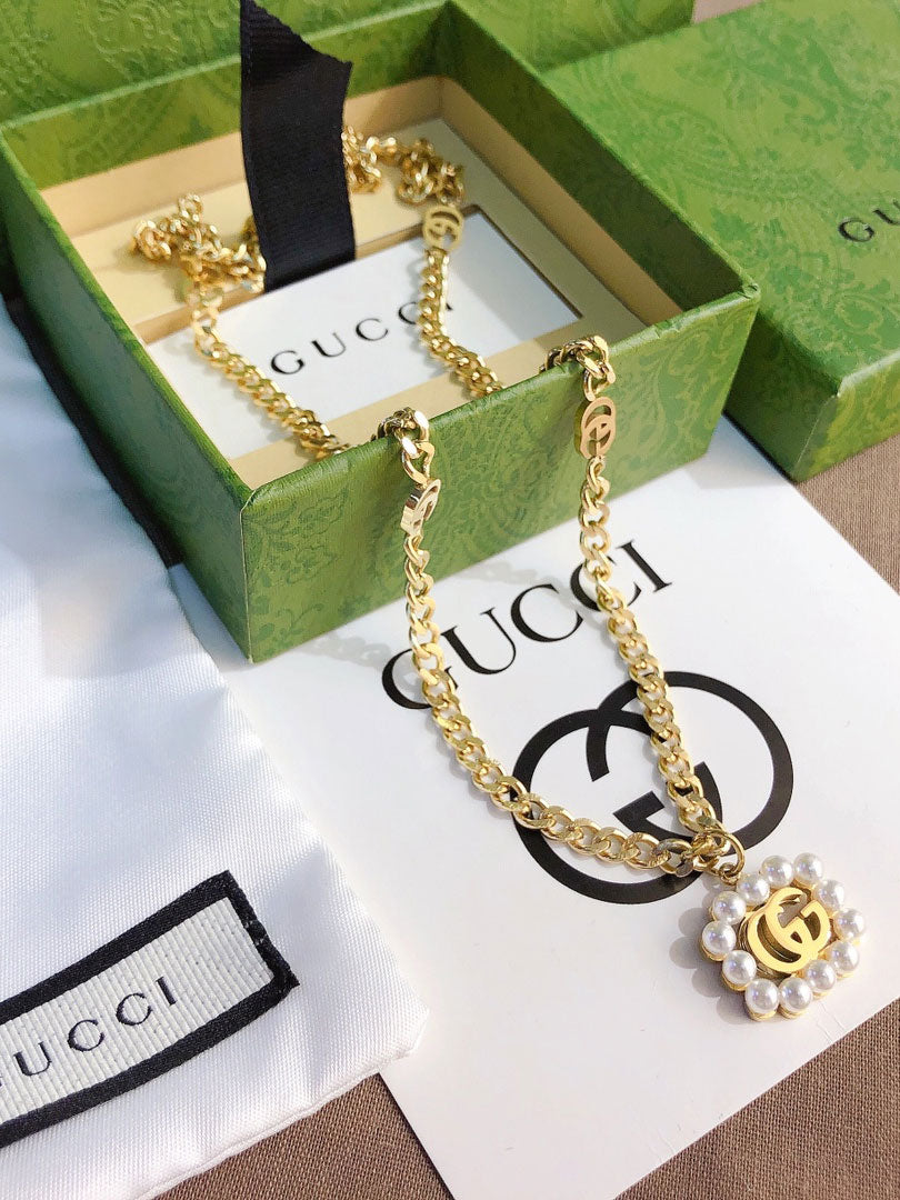 سلسال قوتشي شعار لولو ذهبي سلسال gucci ذهبي