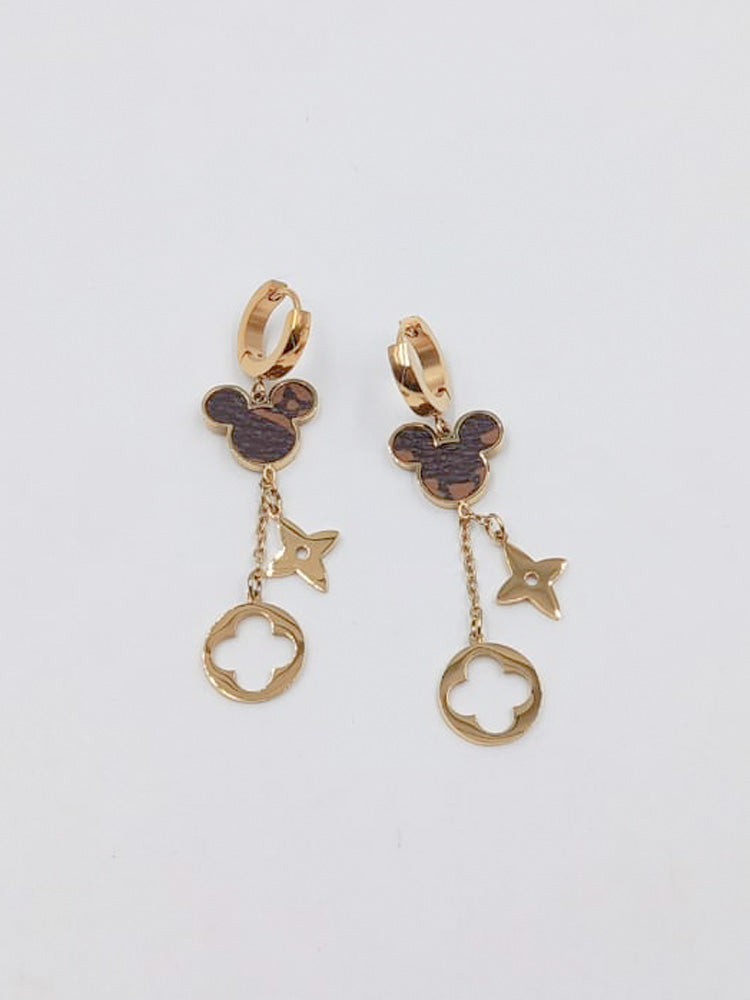 حلق لويس فيتون ذهبي طويل حلق louis vuitton