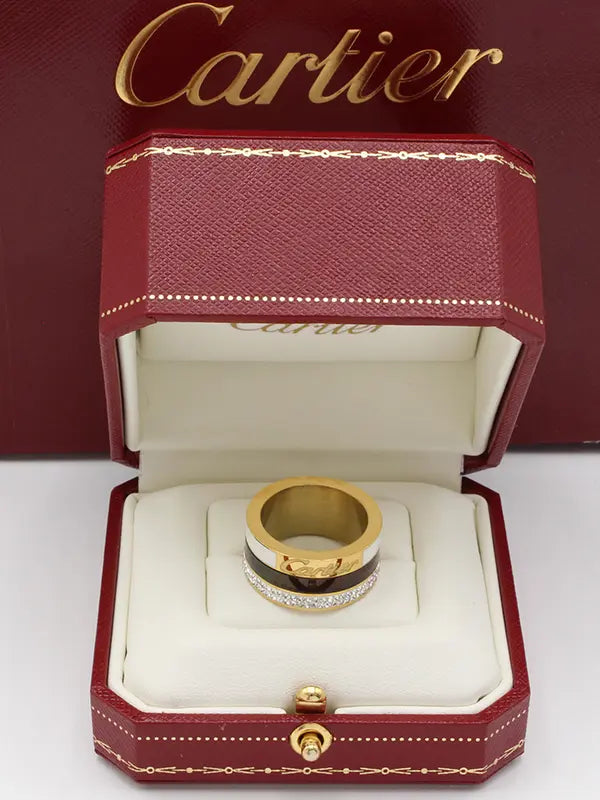 دبلة كارتير اسود فضي خواتم CARTIER