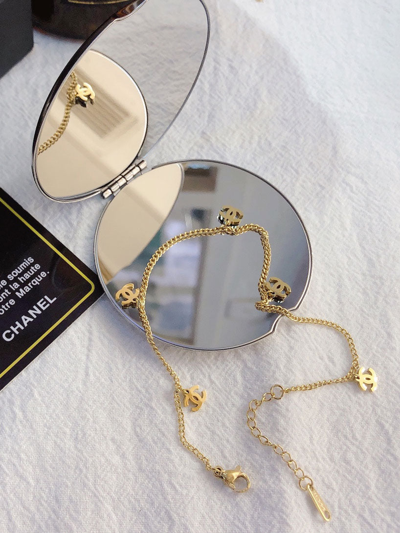 خلخال شانيل ذهبي ناعم خلاخل chanel