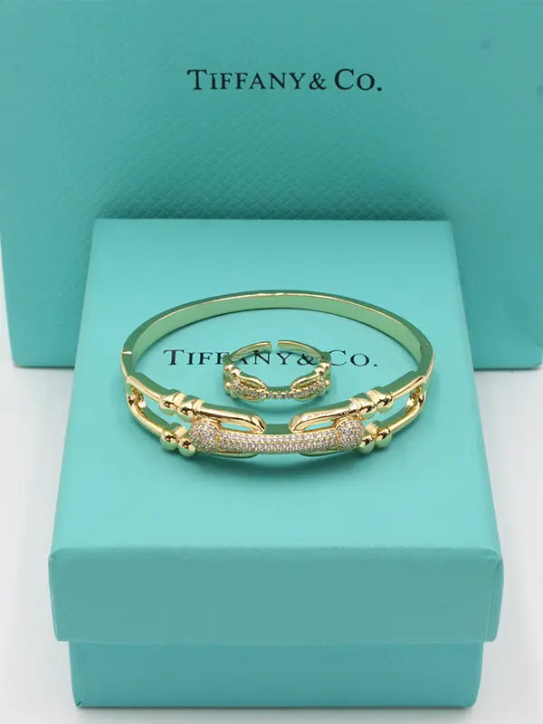 اساور تيفاني بانقل مع خاتم اسواره tiffany ذهبي