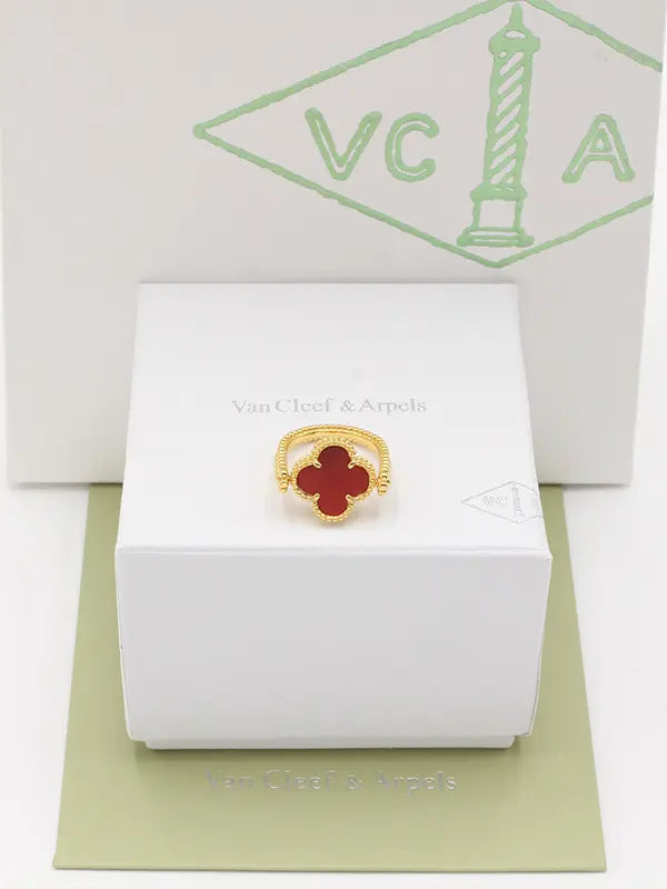 خاتم فان كليف الجديد متحرك وجهين لوقو خواتم van cleef عنابي ذهبي 6