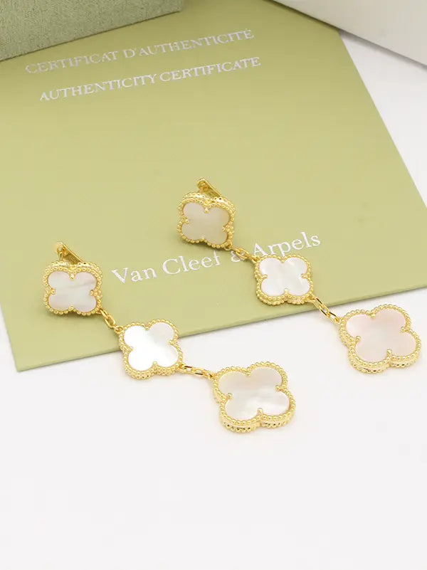 حلق فان كليف زركون طويل لوقو حلق van cleef