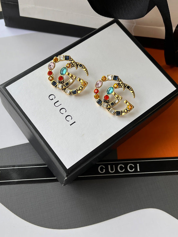 حلق قوتشي لوقو انتيك ملون حلق gucci