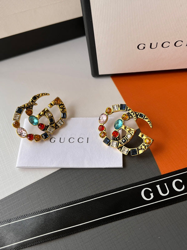 حلق قوتشي لوقو انتيك ملون حلق gucci