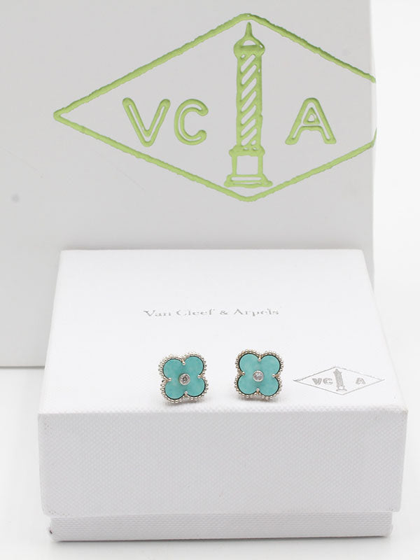 حلق فان كليف ستون لوقو حلق van cleef تيفاني فضي