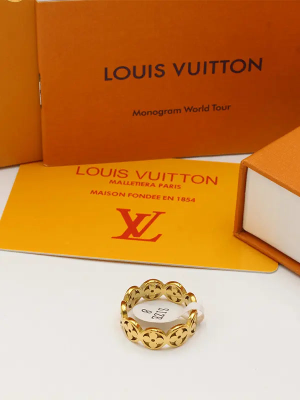 خاتم لويس فيتون براون لوقو قولد خواتم louis vuitton