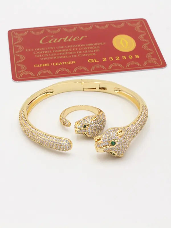 اساور وخاتم كارتير تايقر زركون 792 اسواره CARTIER ذهبي