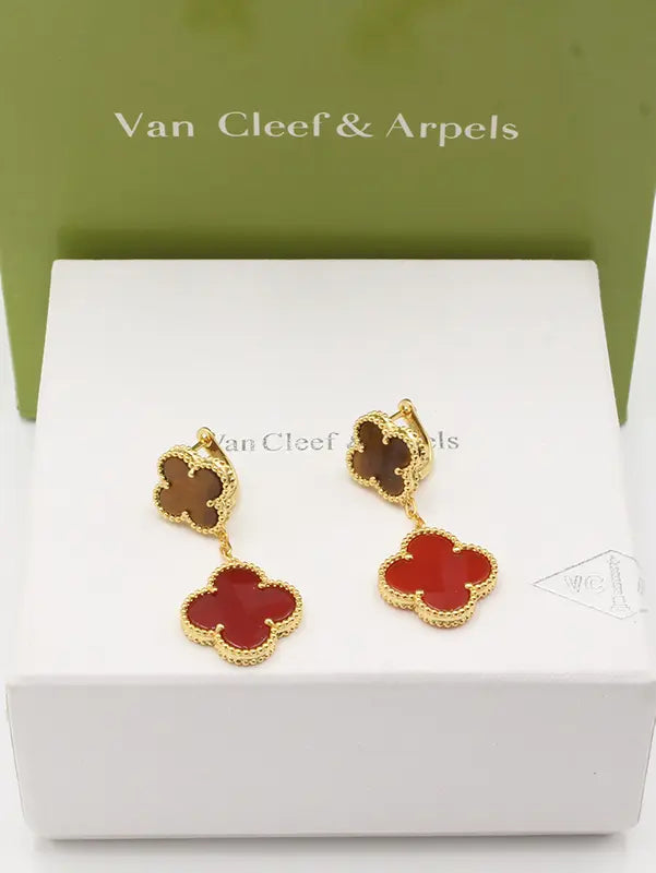 حلق فان كليف وردتين ماستـر حلق van cleef بني