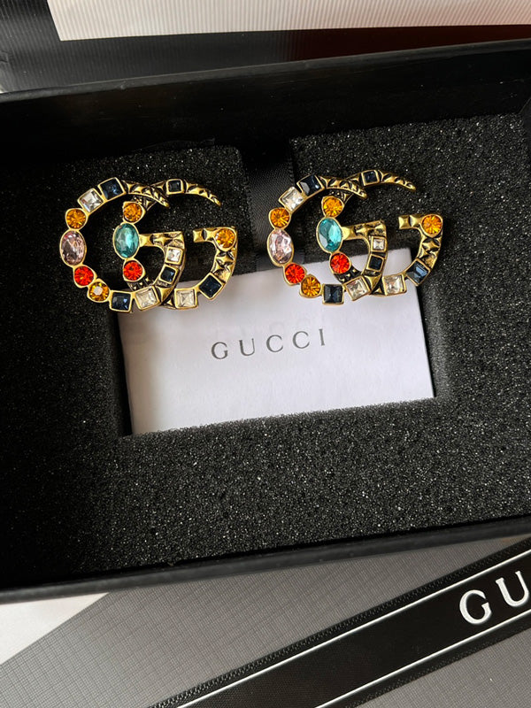حلق قوتشي لوقو انتيك ملون حلق gucci