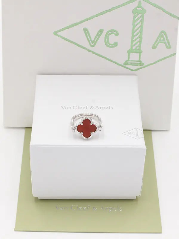 خاتم فان كليف الجديد متحرك وجهين لوقو خواتم van cleef عنابي فضي 7