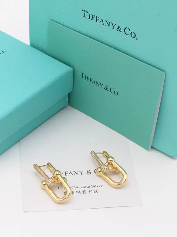 حلق تيفاني زركون قولد كبير حلق tiffany