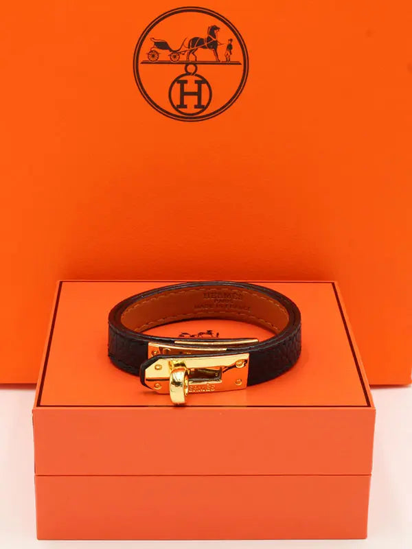 اسوارة هيرمز جلد ماستر لوقو اسواره HERMES اسود