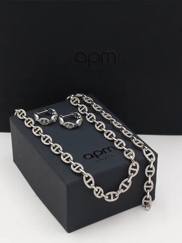 طقم apm زركون فضي لوقو اطقم APM