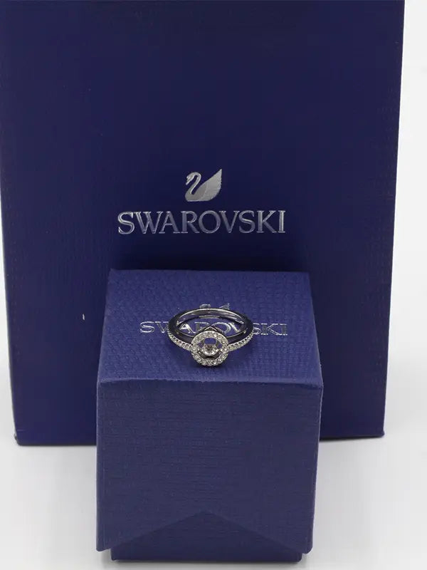 خاتم سواروفسكي ون ستون زركون خواتم Swarovski فضي 6