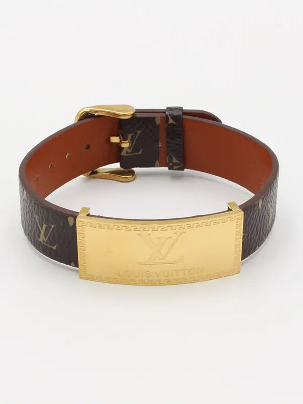 اسواره لويس فيتون عريضه جلد بشعار اسواره louis vuitton ذهبي
