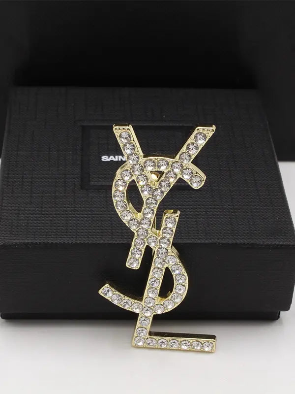 بروش ايف سان لوران كريستال بروش ysl ذهبي