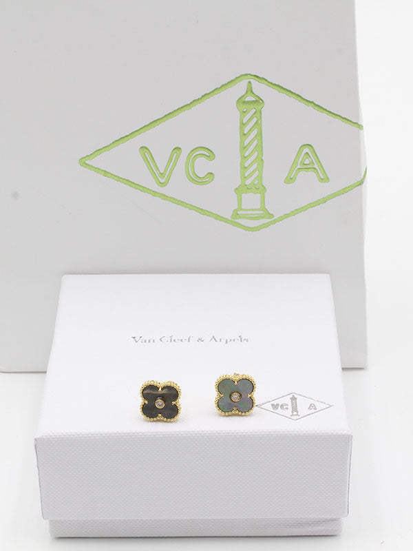 حلق فان كليف ستون لوقو حلق van cleef رمادي ذهبي