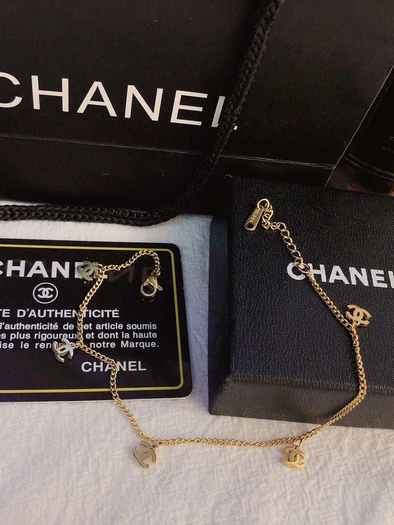خلخال شانيل ذهبي ناعم خلاخل chanel