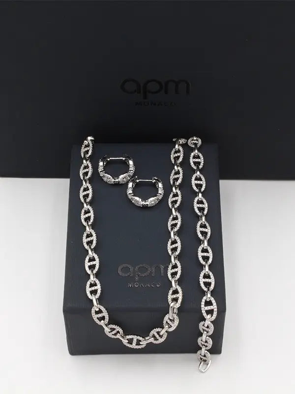 طقم apm زركون فضي لوقو اطقم APM