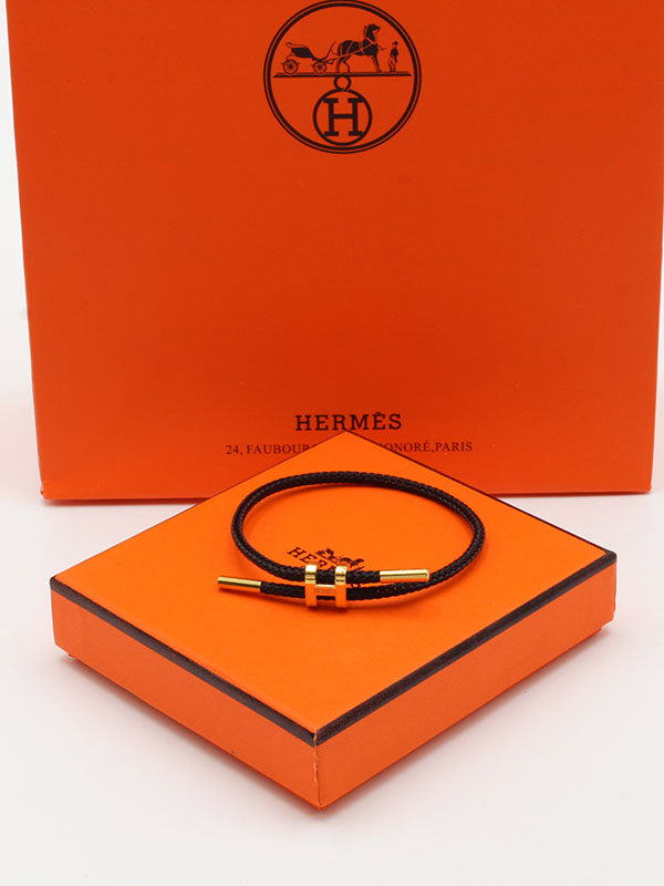 اسوارة هيرمز جلد اسود لوقو اسواره HERMES
