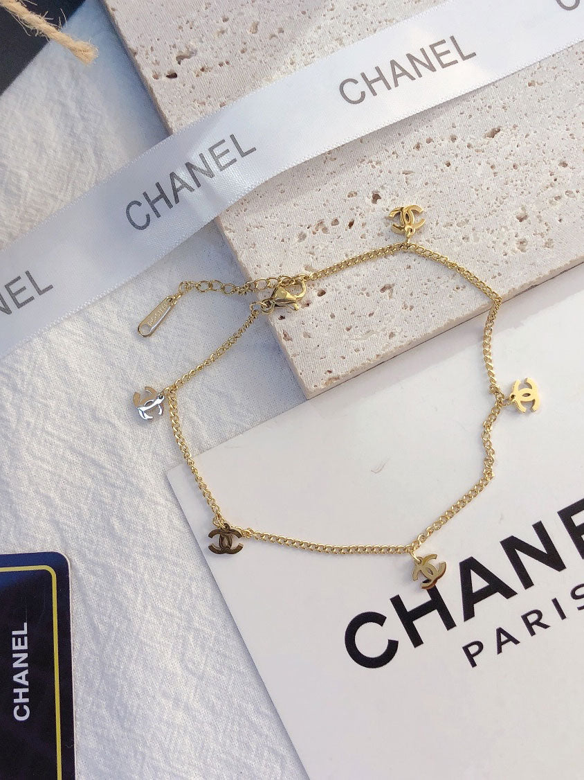 خلخال شانيل ذهبي ناعم خلاخل chanel