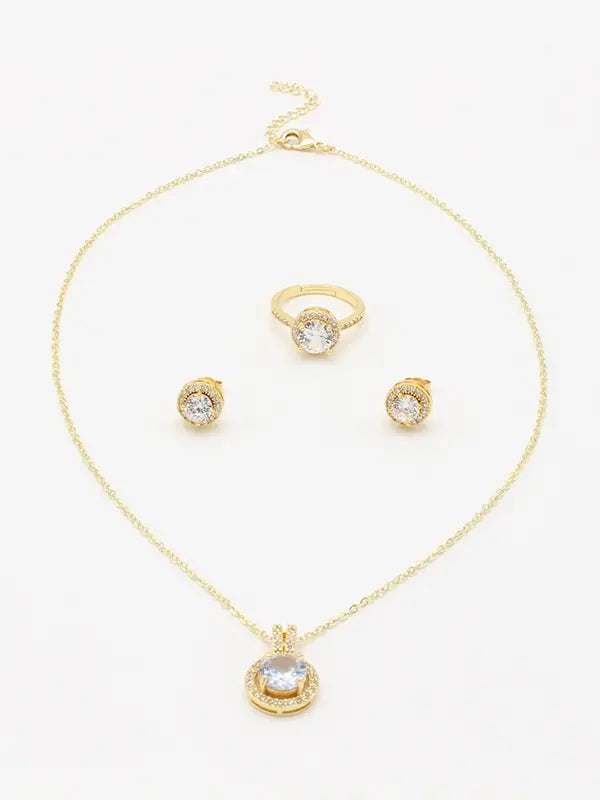 طقم سواروفسكي 3 قطع ذهبي زركون اطقم Swarovski