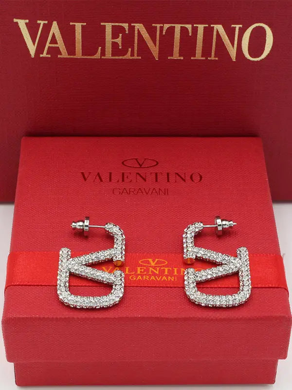 حلق فالنتينو كريستال وسط ماستر حلق VALENTINO فضي