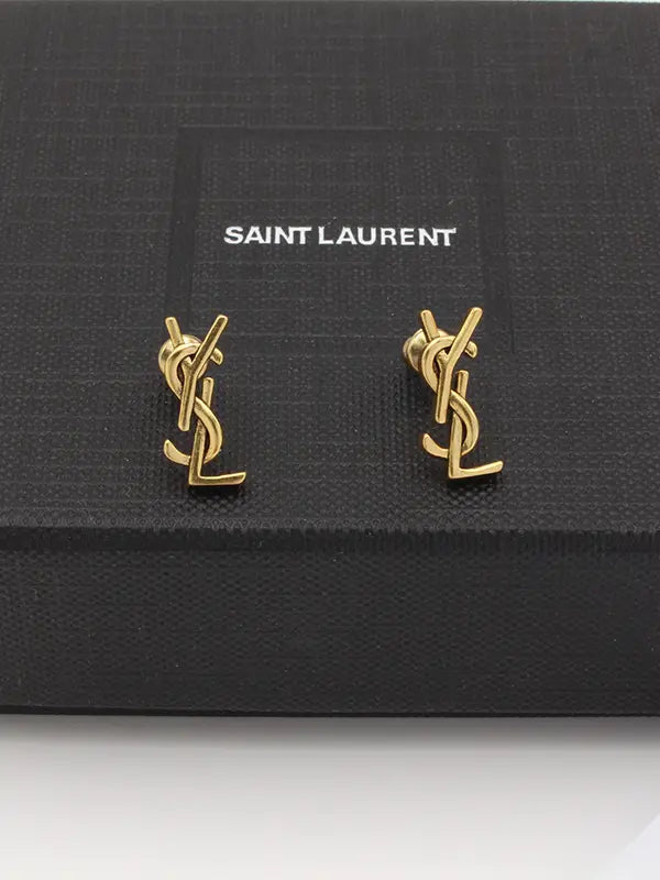 حلق ايف سان لوران برونزى صغير حلق ysl