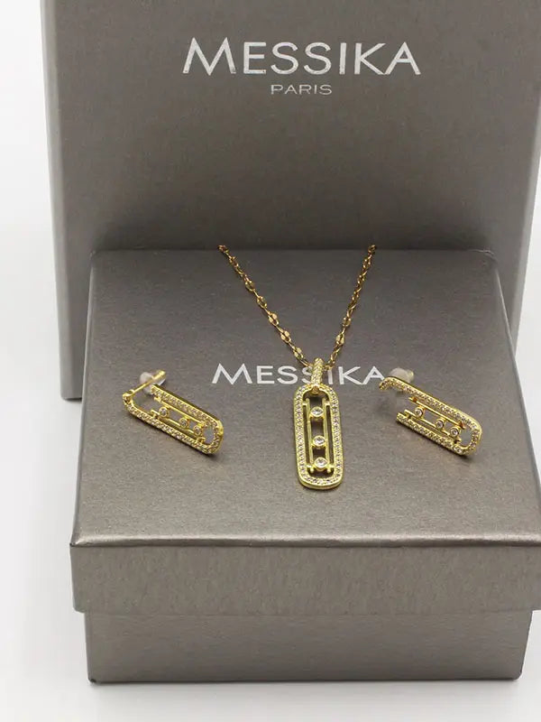 طقم ميسيكا زركون ناعم 2 قطع اطقم messika ذهبي