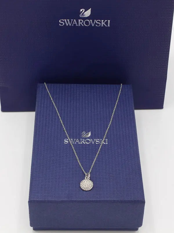 سلسال سواروفسكي سيركل ستون ناعم لوقو سلسال Swarovski فضي