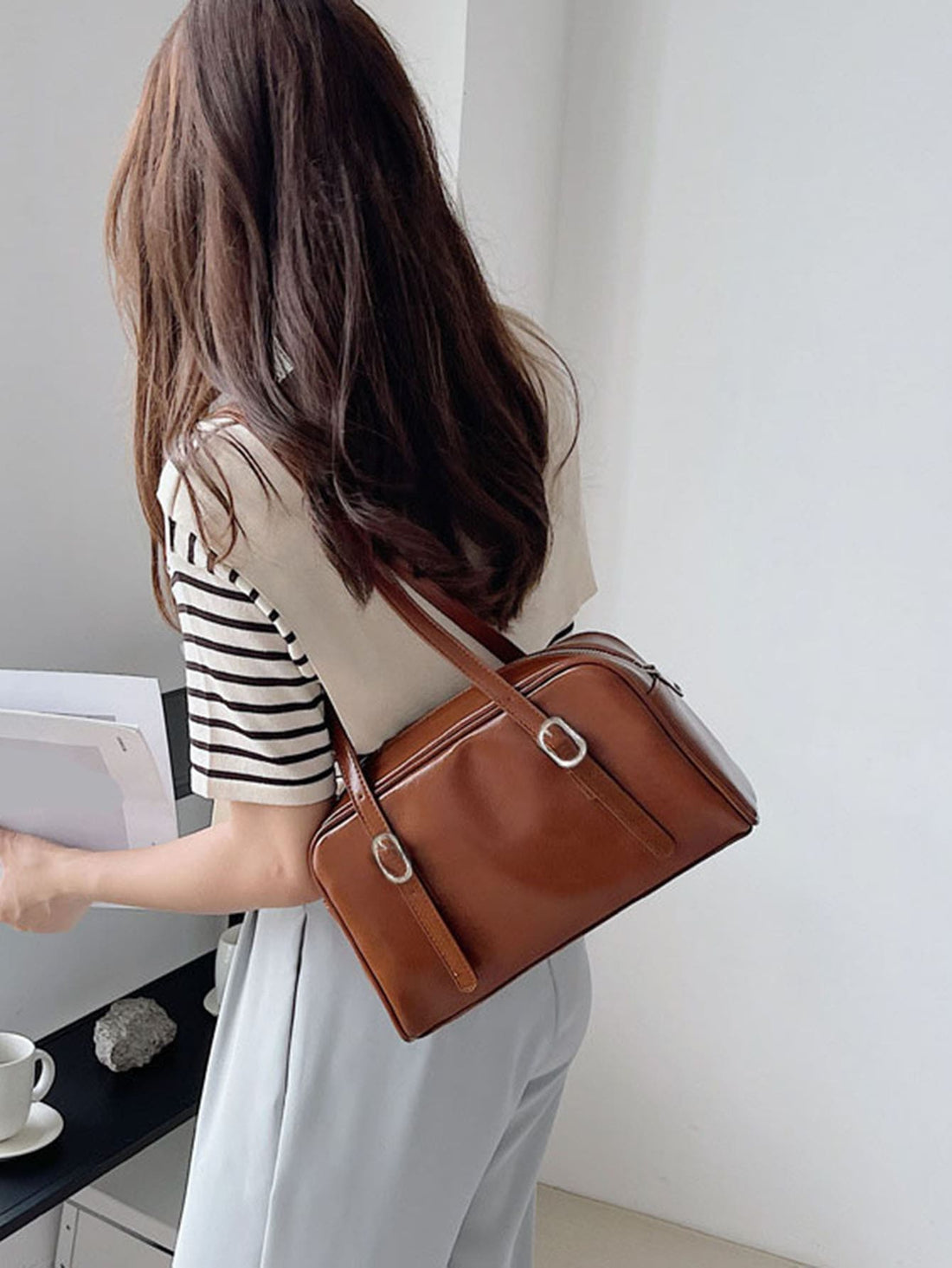 حقيبة مربعة خفيفة الوزن نسائية شنط وحقائب شنط بني