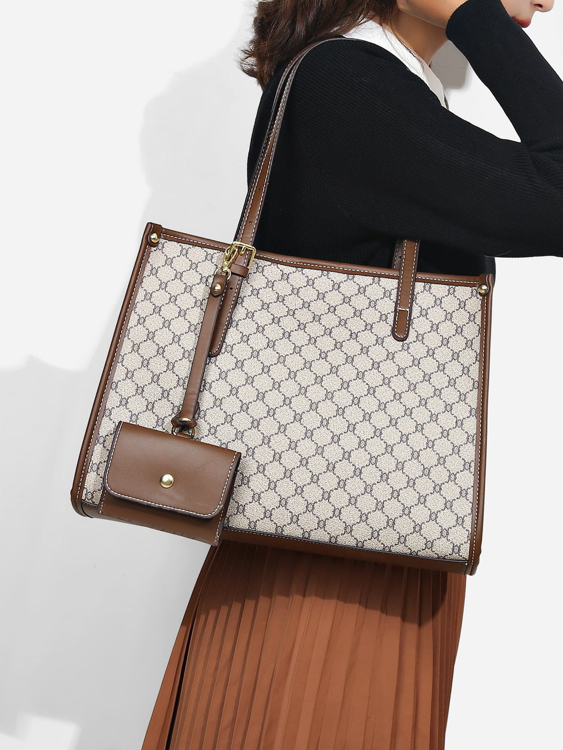 حقيبة كتف نمط هندسي بيج شنط وحقائب شنط بيج