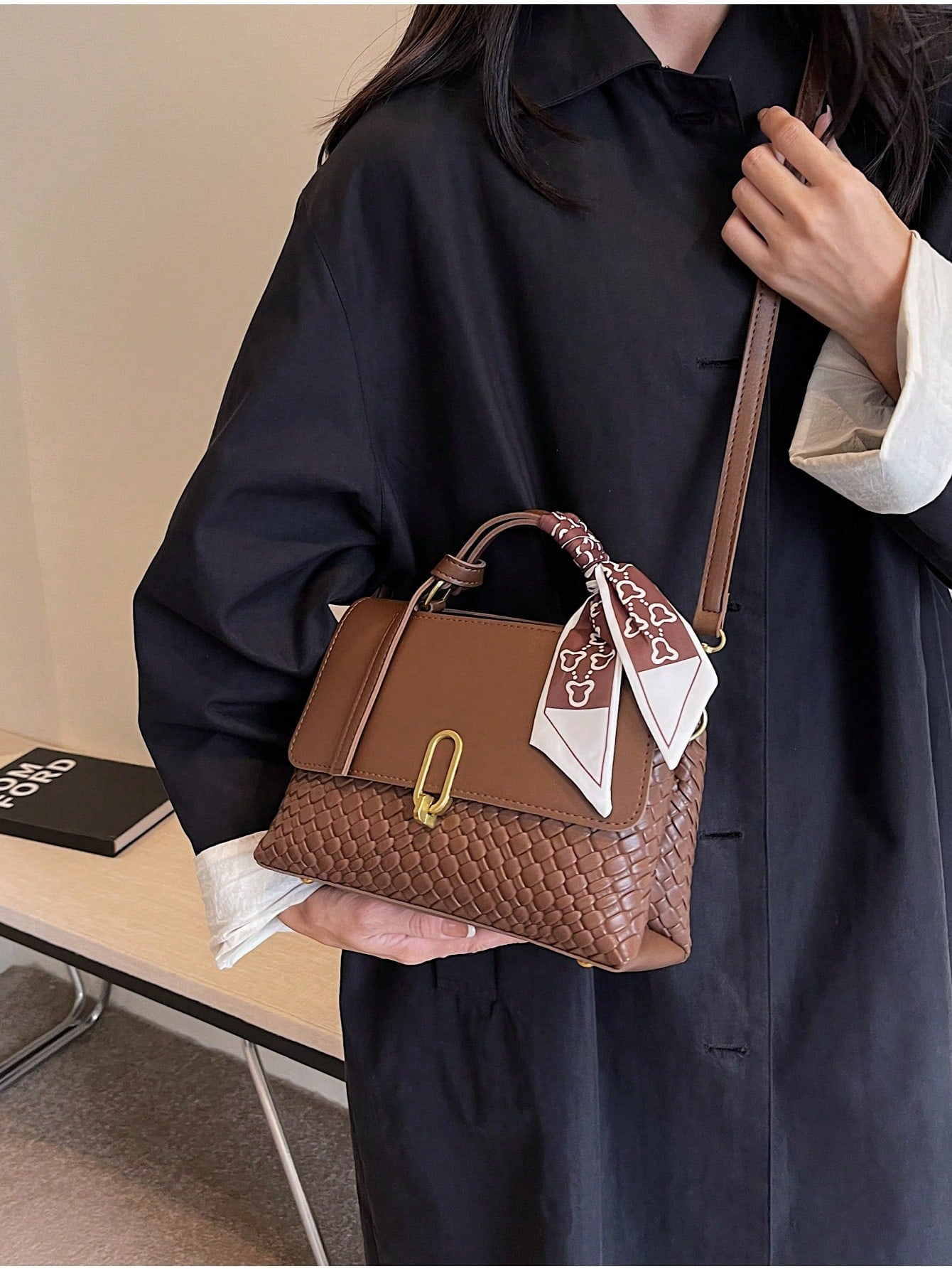 حقيبة كتف محبوكة كلاسيكية شنط وحقائب شنط