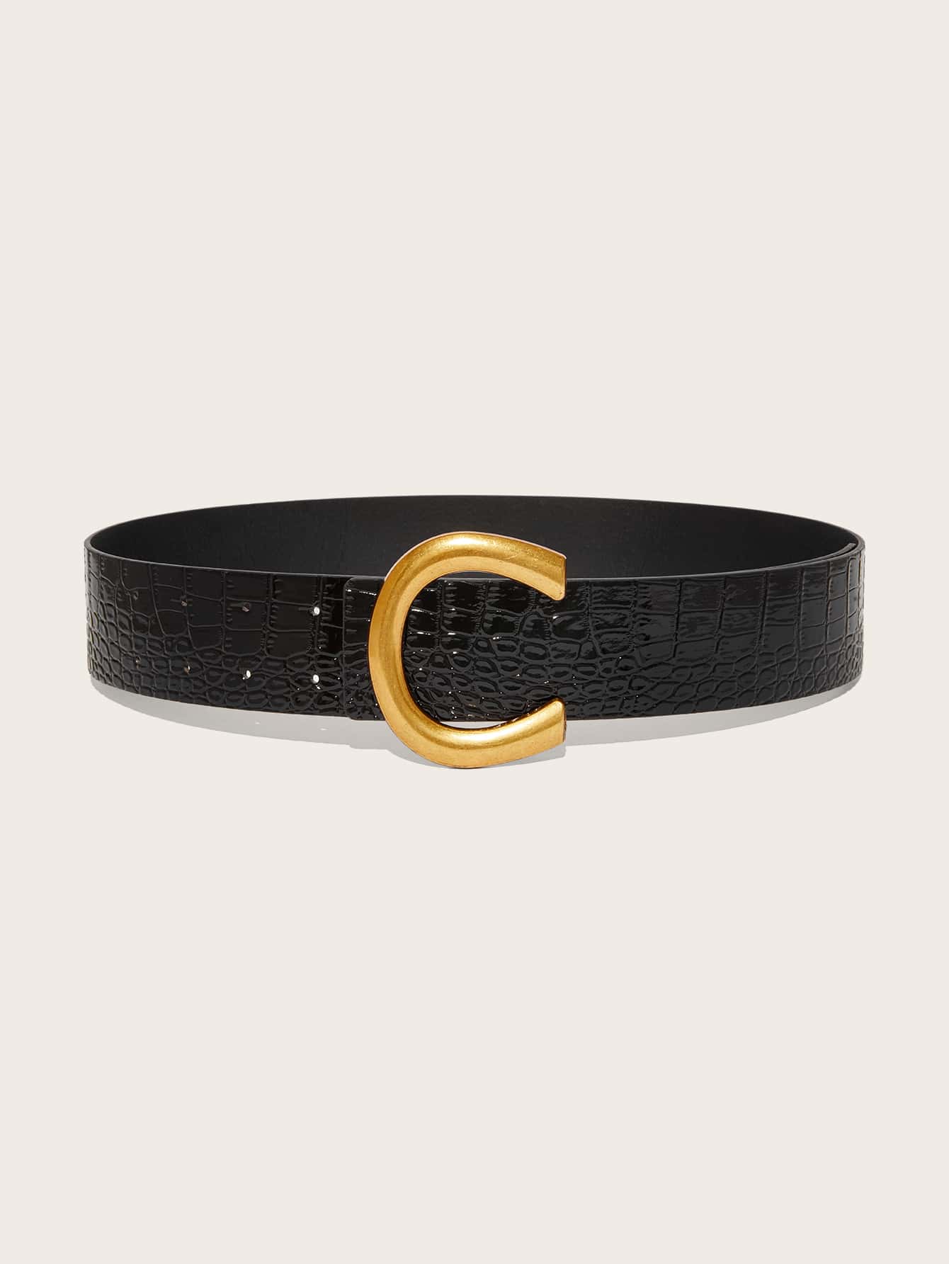 حزام بحرف C احزمة jewel اسود