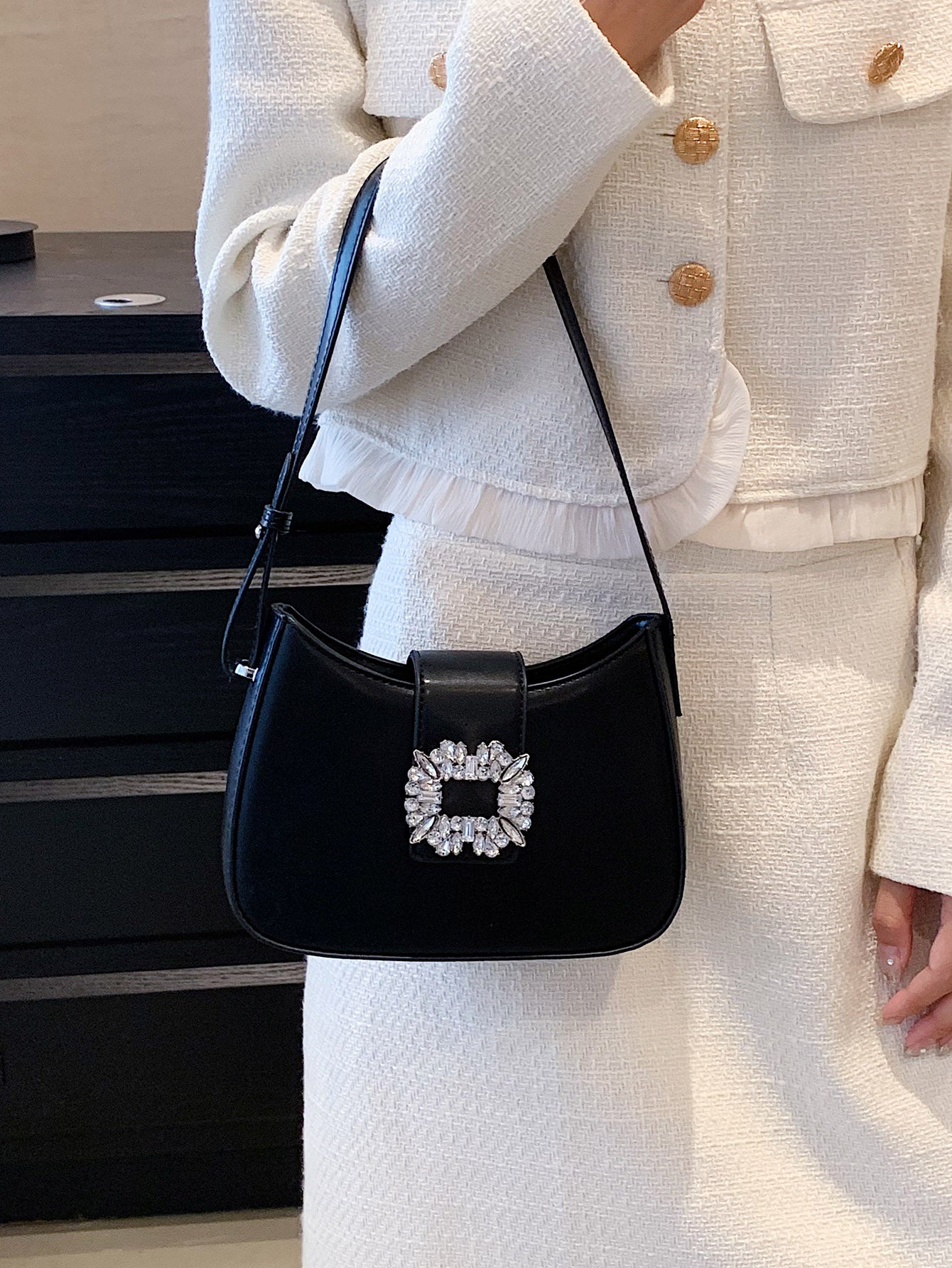 حقيبة كتف مع حجر الراين شنط وحقائب شنط