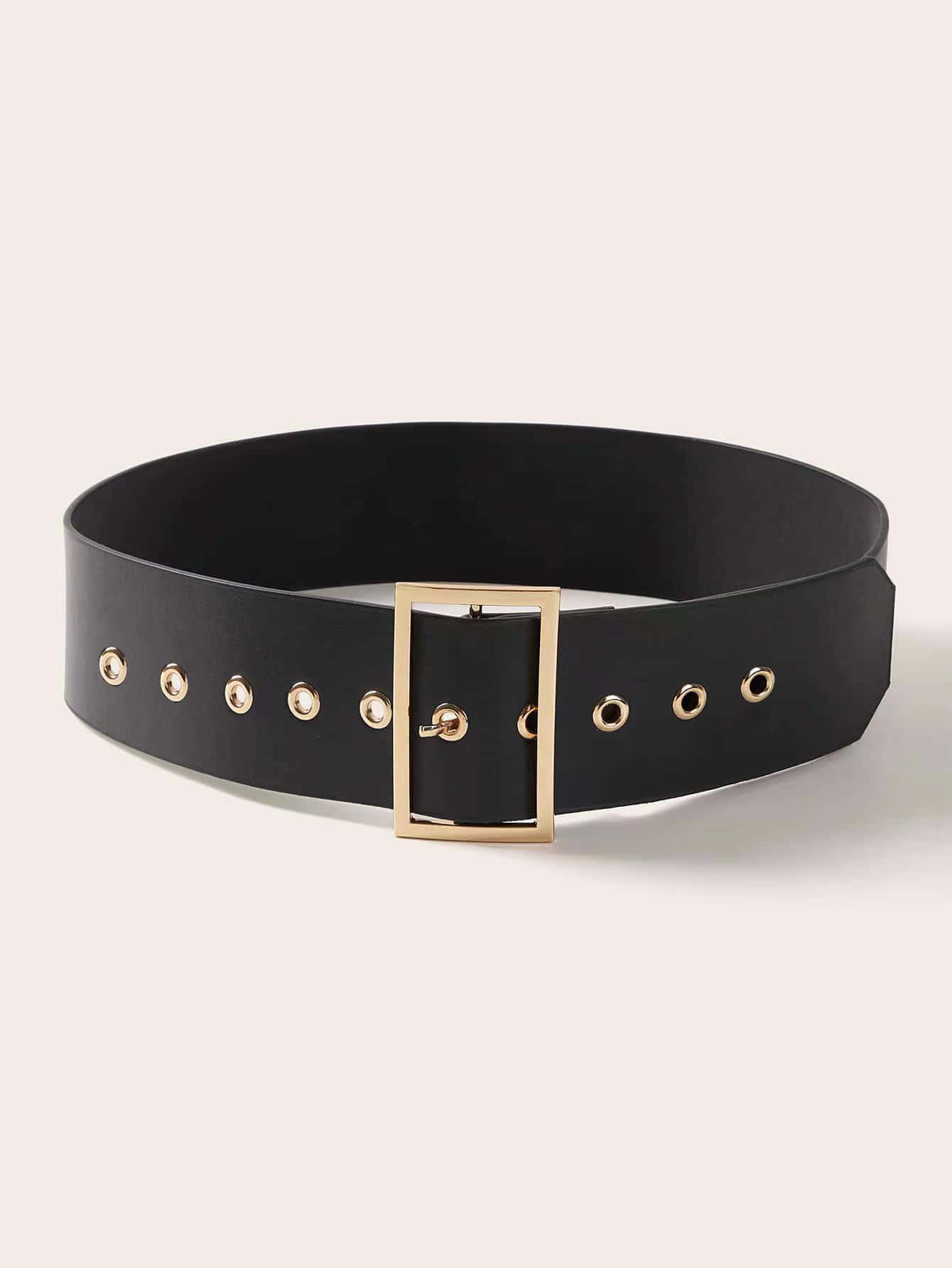 حزام مستطيل عريض ذهبي احزمة jewel اسود