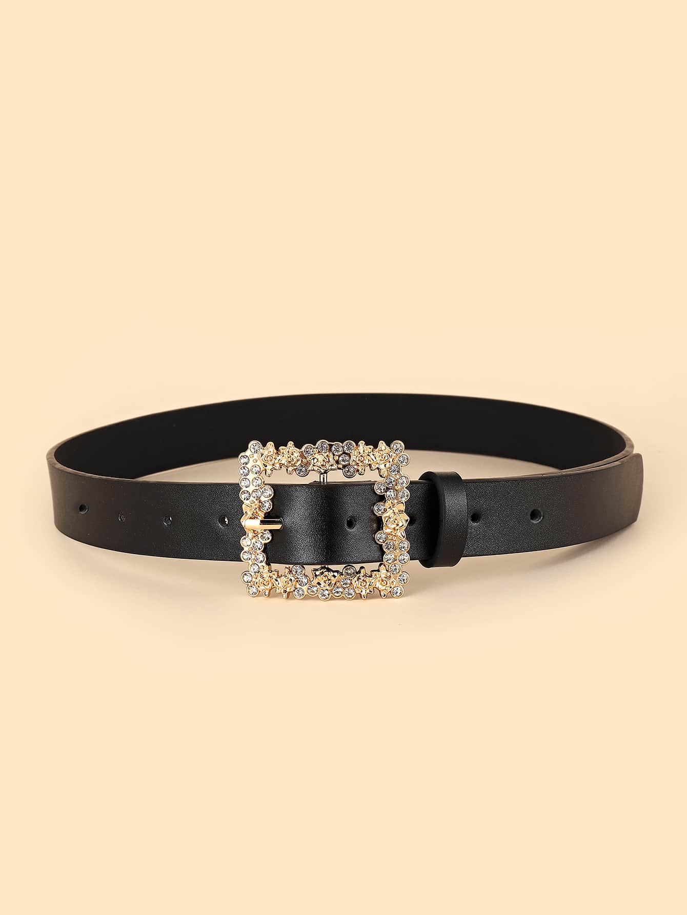حزام كريستال مربع احزمة jewel اسود