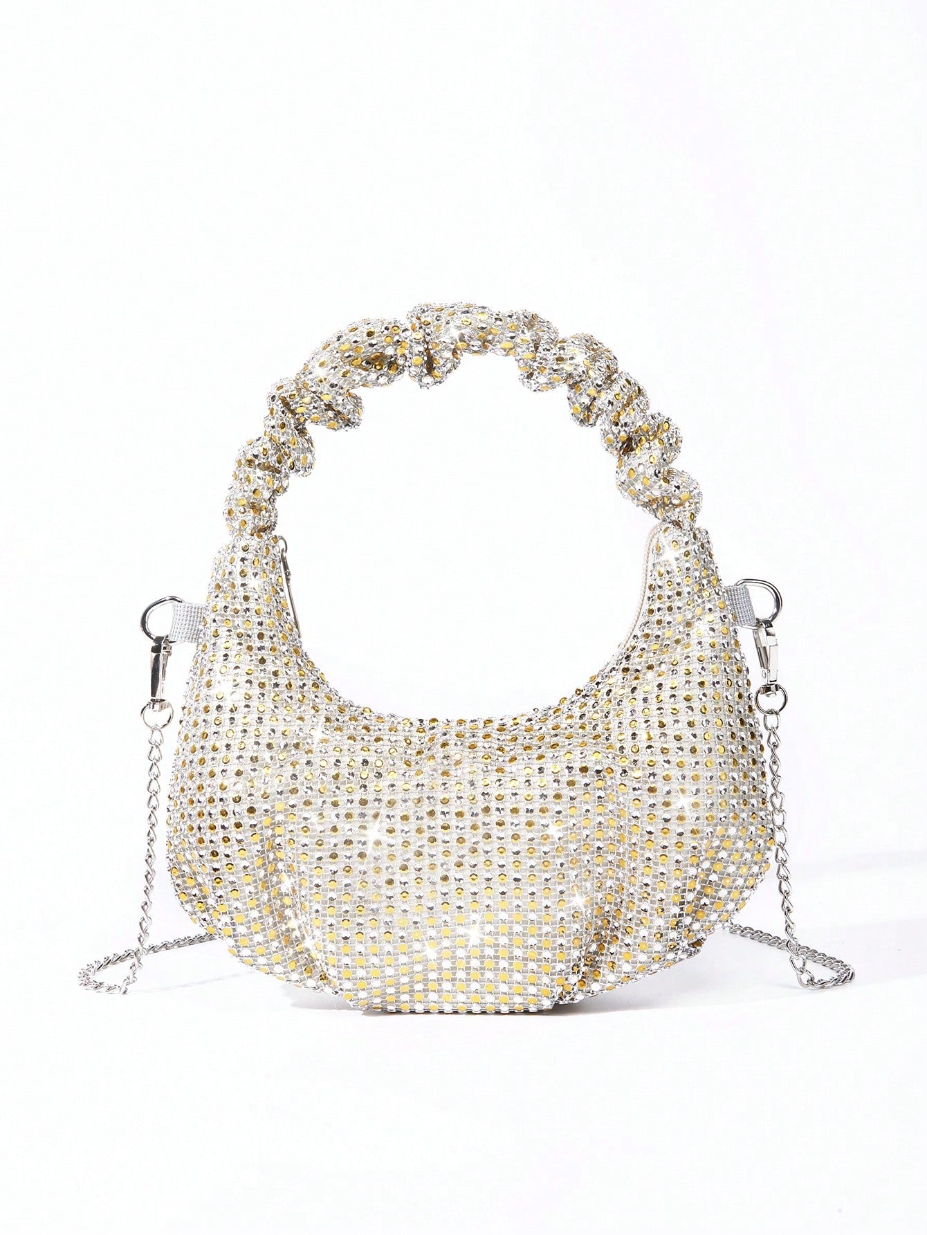 حقيبة سهره كريستال فضي ذهبي شنط وحقائب شنط ذهبي