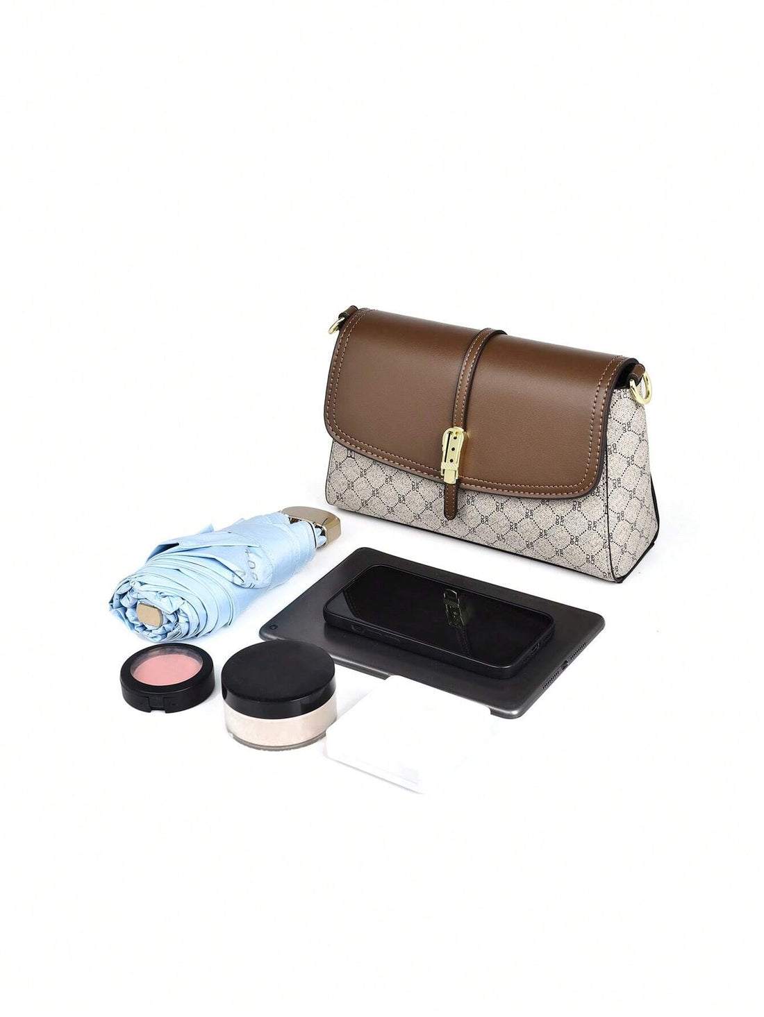 حقيبة بني وبيج وسط شنط وحقائب شنط