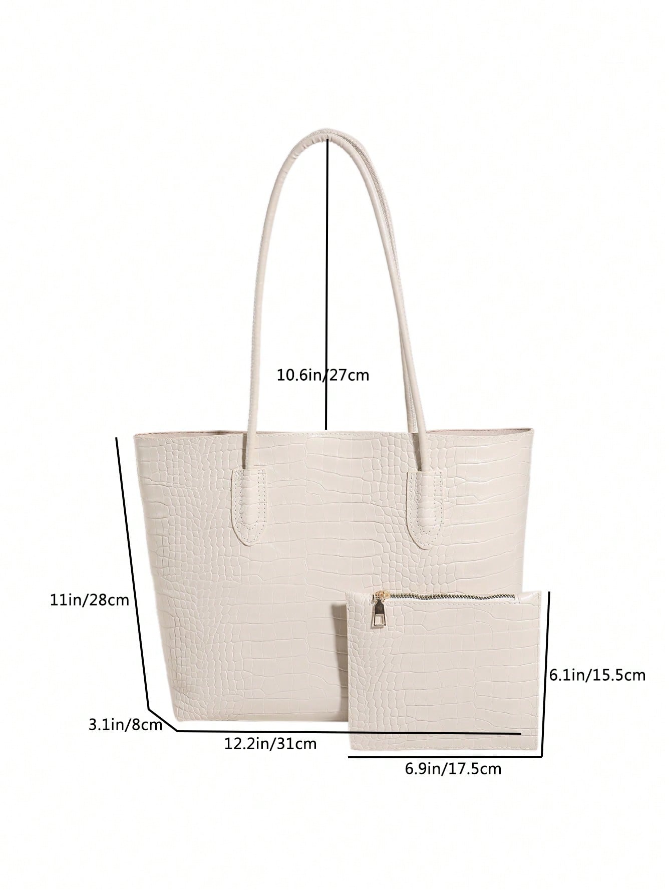 حقيبة كتف بنقش مقبض مزدوج شنط وحقائب شنط