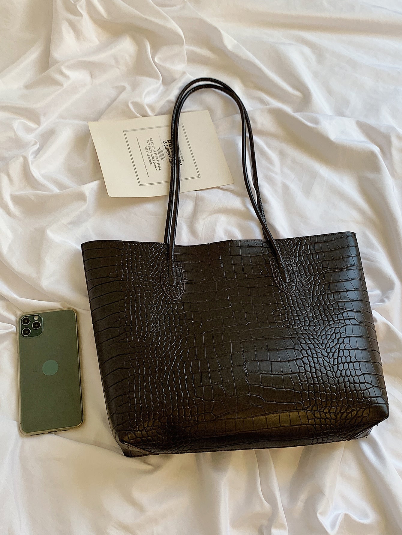 حقيبة كتف بنقش مع حقيبة داخلية شنط وحقائب شنط