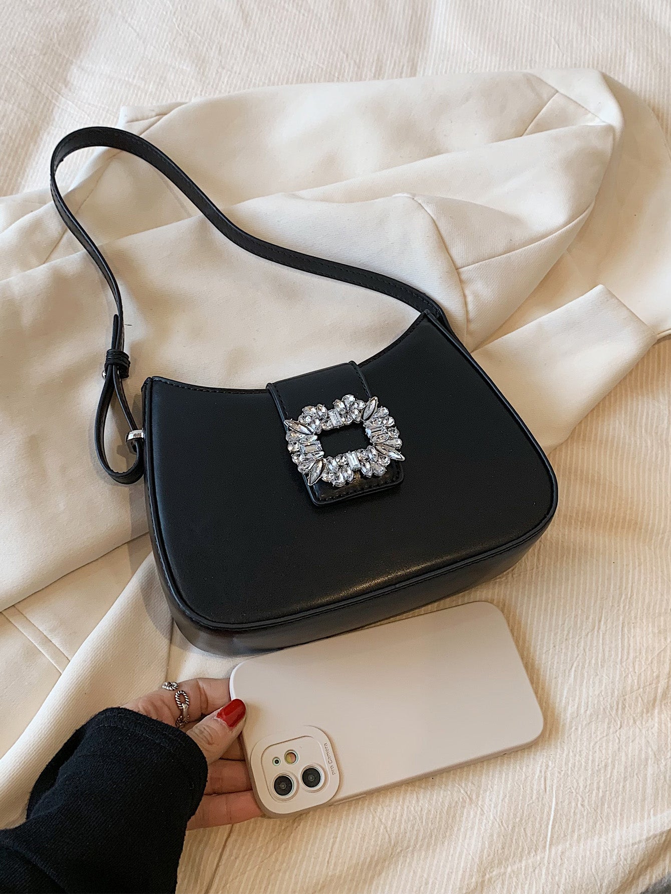 حقيبة كتف مع حجر الراين شنط وحقائب شنط