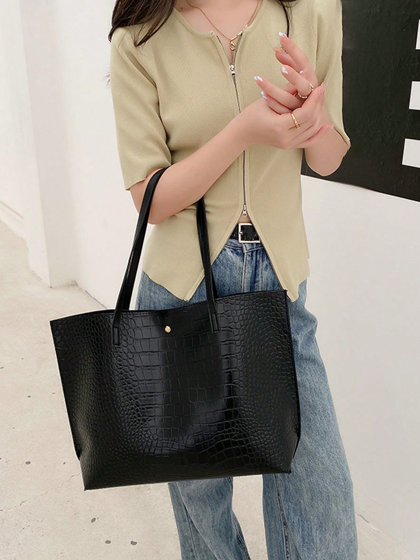 حقيبة نسائية عصرية جديدة بسعة كبيرة شنط وحقائب شنط اسود